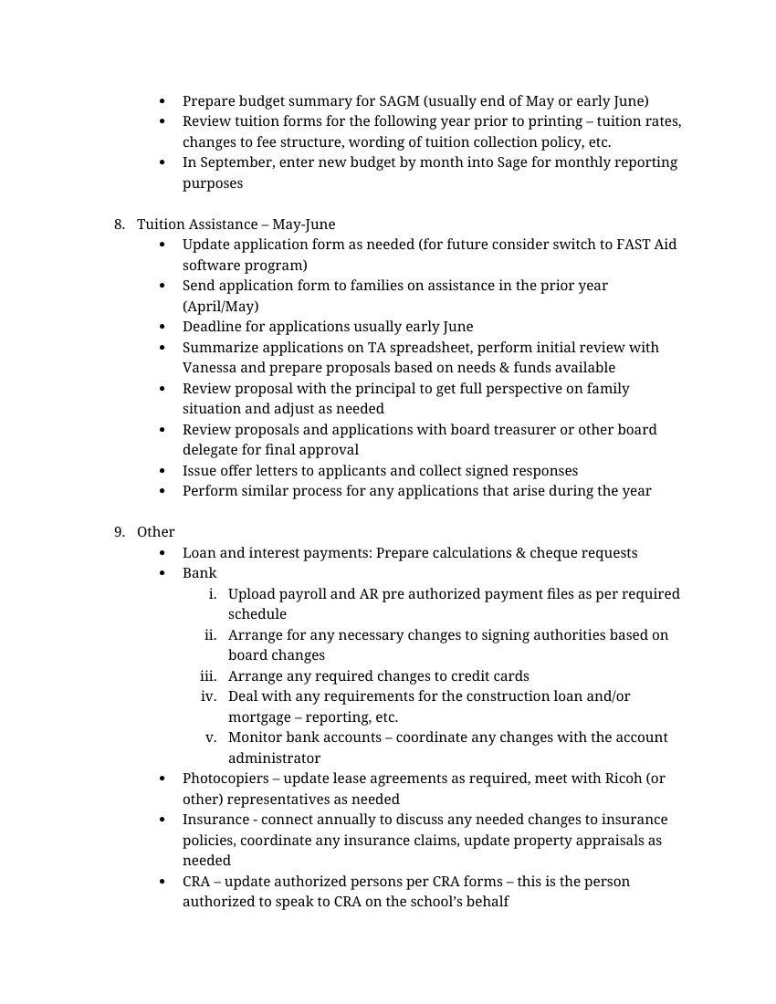 Business Manager Procedures Sample Manual